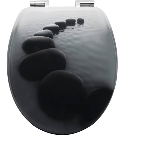 Rootz Soft-Close Toalettsits - Antibakteriell träsits - Vattenavvisande överdrag - Universal O-formad - Halkfri buffert - 37,8 cm x 43,8 cm x 3,2 cm