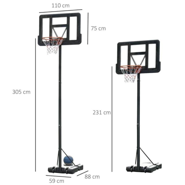 Rootz Basketball Stand - Bærbar Basketball Hoop Stand - Højdejus
