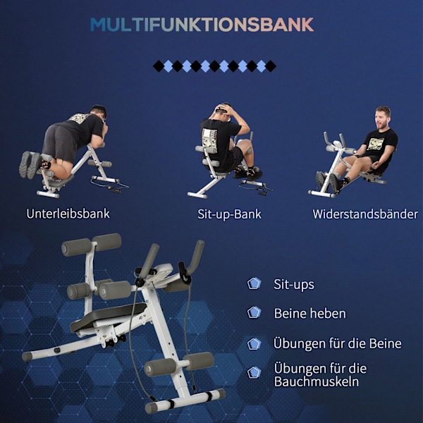 Rootz 2 i 1 Sit -Up -træner - Abdominal Trainer - Fitness Equipment - LCD Monitor - Steel Frame - 117 cm x 46 cm x 70 cm