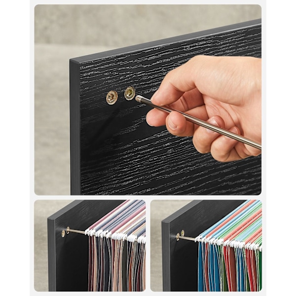 Rootz Rolling Container - Säilytyskärry - Järjestäjä - Lastulevy ja metalli - 40 cm x 80 cm x 66 cm - Musta puunsyypinnalla - Kevyt - Helppo koota - S