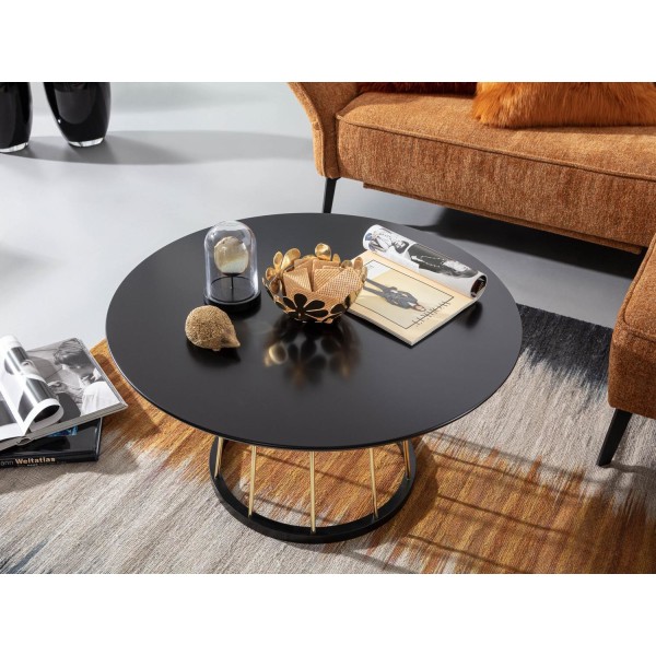 Rootz sofabord rundt 80x80x42 cm sort guld sofabord metal modern