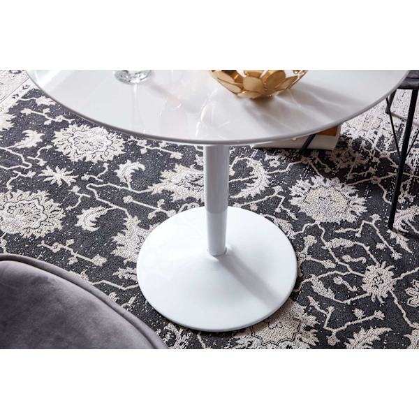 Rootz ruokapöytä pyöreä 75x75x74 cm Pieni keittiön pöytä valkoinen korkeakiilto - Pyöreä ruokapöytä 2 hengelle - Moderni aamiaispöytäkeittiö - Pieni r