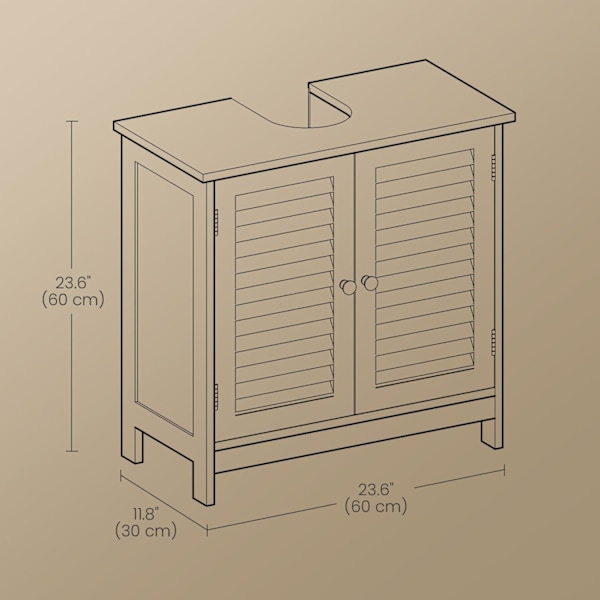Rootz Sink Cabinet - Badeværelsesskab - Opbevaringsskab - Justerbar hylde - 60 cm x 30 cm x 60 cm