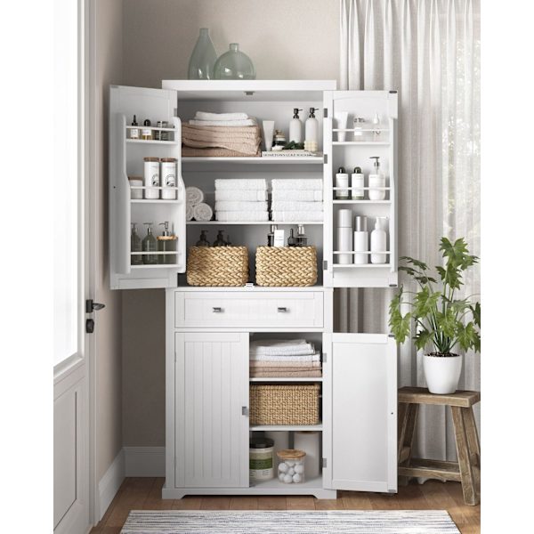 Rootz White Köksskåp - Skafferiskåp - Hyllor & lådor - MDF - 40cm x 76cm x 182,1cm - Maximal belastning 27kg - Montering krävs