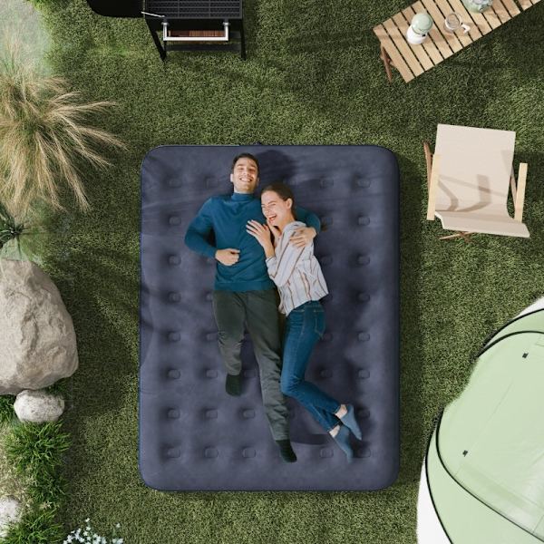 Rootz luftmadrass för 2 personer - Uppblåsbar säng - Campingmadrass - Mjuk & Robust - Optimalt kroppsstöd - Snabb uppblåsning - 203cm x 152cm x 22cm -