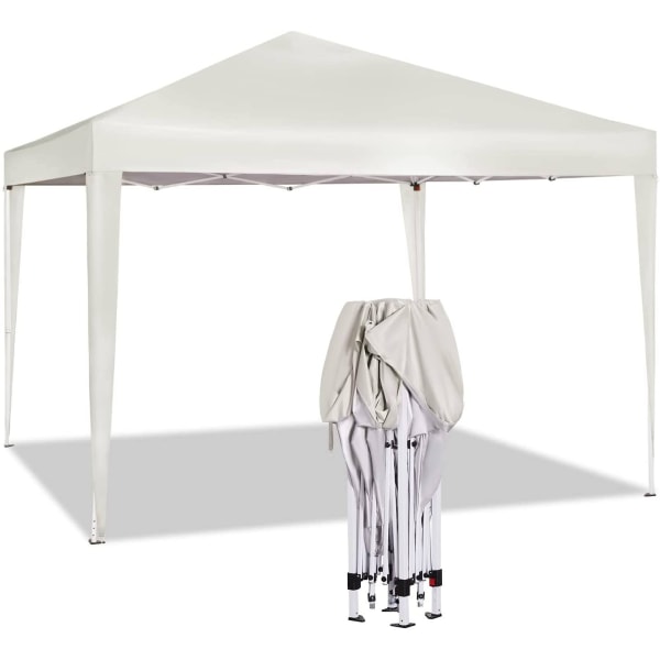 Rootz Gazebo Pop-Up-tält - Vattentät pagod - Solskyddstak - UV- och regnskydd - Enkel installation - Justerbar höjd - 3m x 3m - Beige