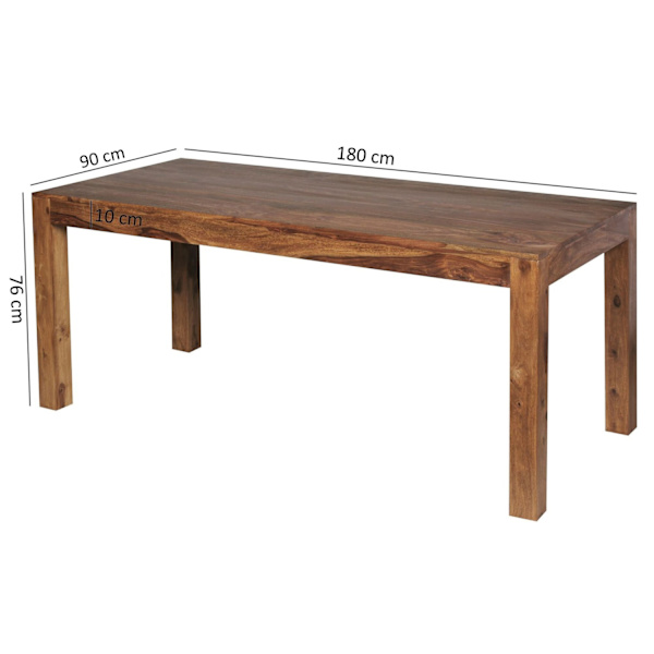 Rootz Sheesham massivt træ spisebord - køkkenbord - rektangulært spisebord - tidløst design, udtryksfuldt trækorn, sæder op til 8 - 180 cm x 90 cm x 7