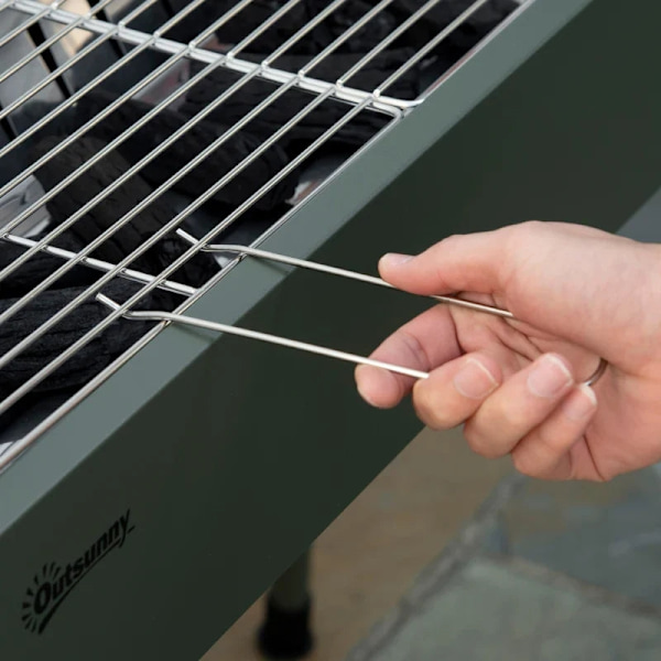 Rootz Kulgrill - BBQ Grill - Grillrist - Trækulsrist - Sidekurv - Rustfrit stål - Mørkegrøn - 77 x 30 x 70 cm
