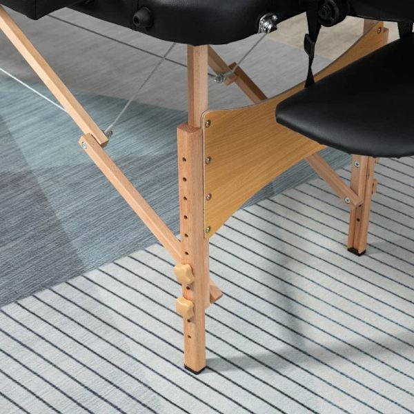 Rootz Bärbar Massagesäng - Fällbart Spa - Skönhetsmassagebord - 2 sektioner - Nackstöd Bok - Bärväska - Träram - Svart - 215L x 80W x 61-88Hcm