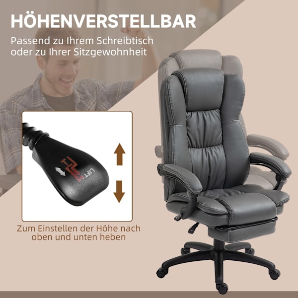 Rootz justerbar svängbar stol - kontorsstol - Ergonomisk retur - Massagefunktion - faux läder - 68.5x68.5x113-121cm