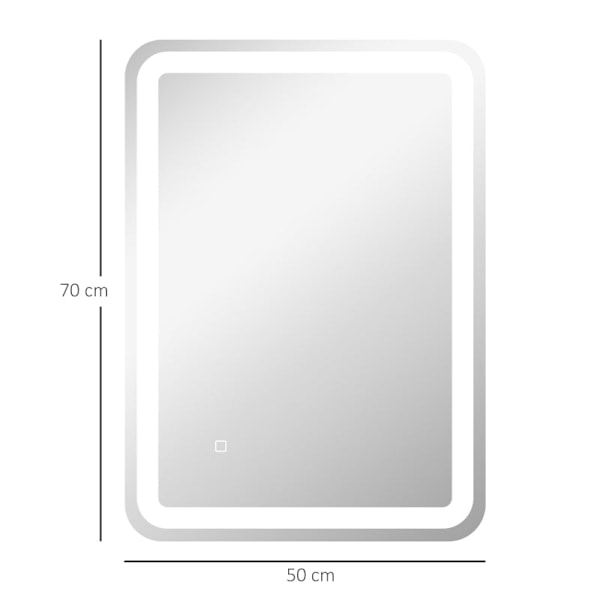 Rootz badrumsspegel - LED sminkspegel - Touch Switch - Justerbar belysning - Anti-dimma - Minnesfunktion - Väggmonterad - 50cm x 4cm x 70cm