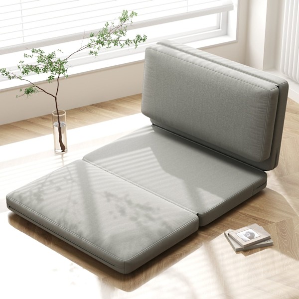 Rootz 2 -i -1 fällbar återfångare - Gästmadrass - Spacebesparing soffa - Tjock stoppning - 120x80x75cm & 120x275x10cm, ljusgrå sammet