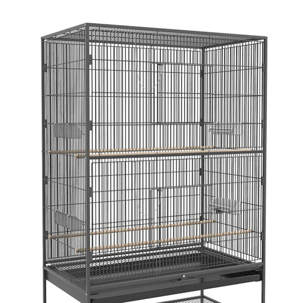 Rootz-lintuhäkki - Sisältää ahvenet - Lintulelu - Irrotettava alusta - 1 hylly - Harmaa - 94L x 57L x 153K cm