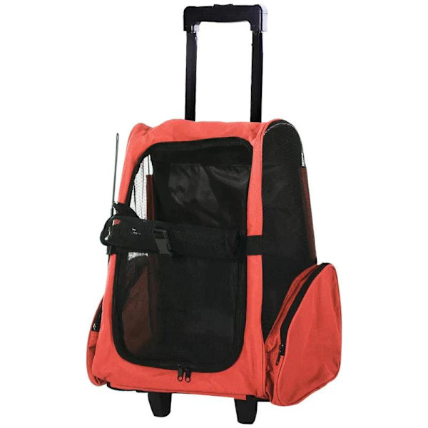 Rootz Dog Carrier - Lemmikkien reppu - 2-in-1 -malli - Jatkettava kahva - Sivutaskut - Punainen - 42 x 25 x 55 cm