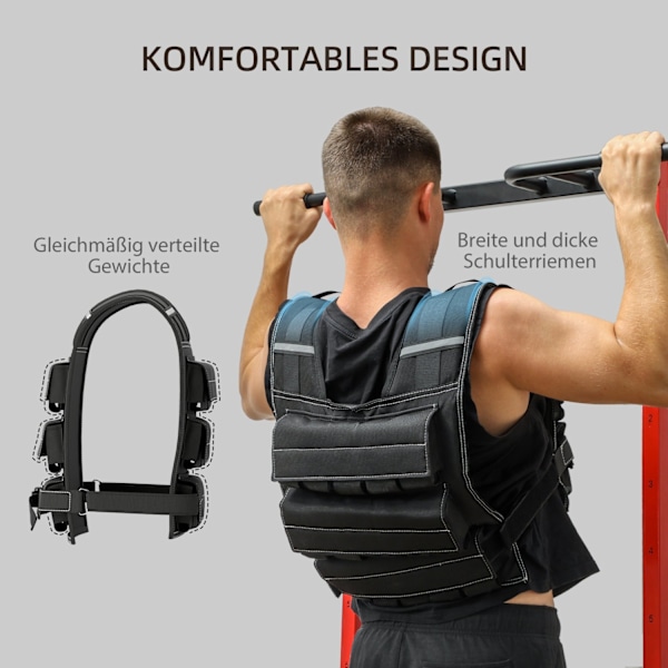 Rootz 20 kg justerbar viktad väst - träningsviktväst - körväst - reflekterande säkerhet - 50l x 40w cm