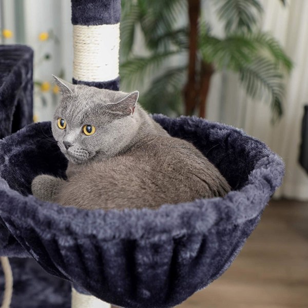 Rootz XXL Skrapstolpe för katt - Kattträd - Rökgrå - 50 x 50 x 164 cm