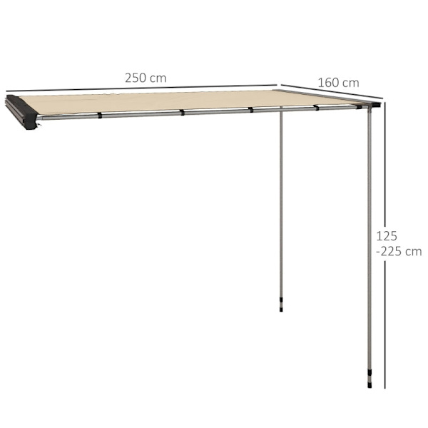 Rootz Biltält - Taktält - Bilsidomarkis - Väderbeständig - Twist-lock Design - Skyddar regn - Oxfordtyg - Khaki - 160L x 250W x 125-225H cm