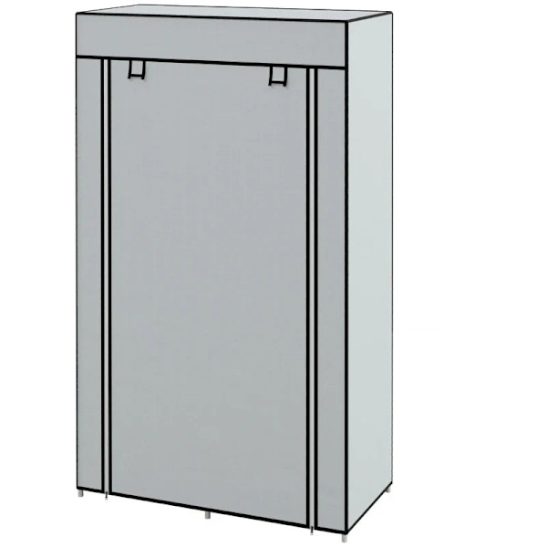Rootz Garderobe - Stofskab - 1 Tøjstang - 2 Skuffer - Skydeskuffer - Ikke-vævet stof - Grå - 83 x 42,5 x 162,5 cm