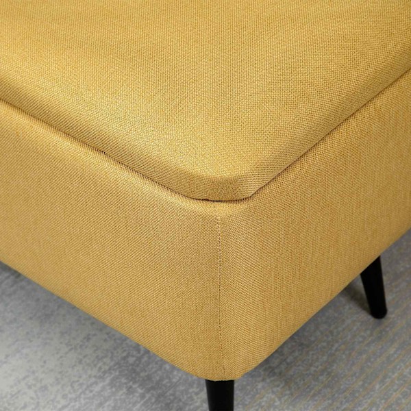 Rootz Bank Storage Bench - Fabric Storage Ottoman - Yellow Foot Pall - Erbjuder optimal komfort - 101b x 38,5T x 44,5H cm