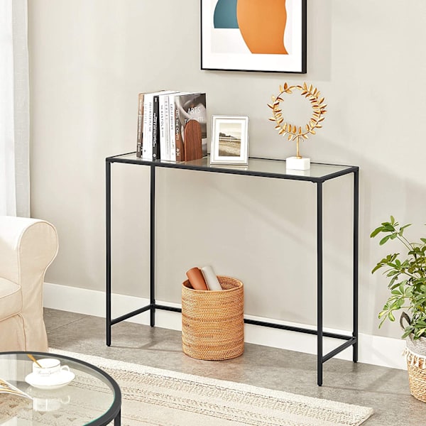 Rootz Konsolbord - Svart metallglas - Entrébord - Soffbord - Modern design - 100cm x 35cm x 80cm