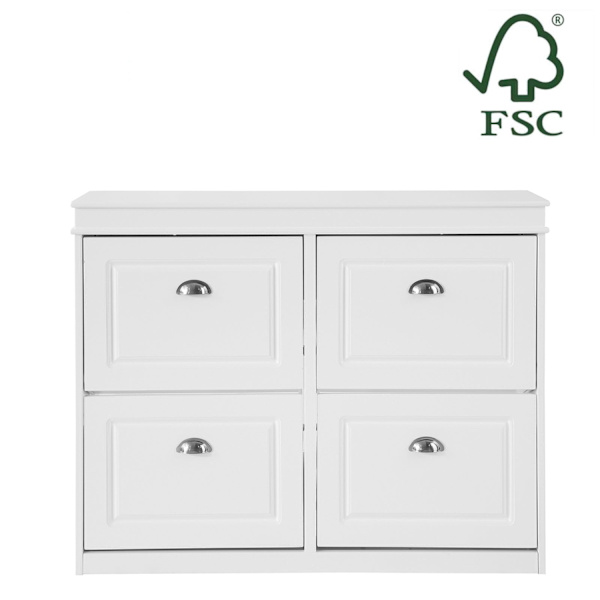 Rootz White -kenkäkaappi - Kengänkippi - Kenkien säilytysjärjestelmä - FSC-sertifioitu - Tukeva rakenne - Seinäkiinnitys - 105cm x 83cm x 24cm