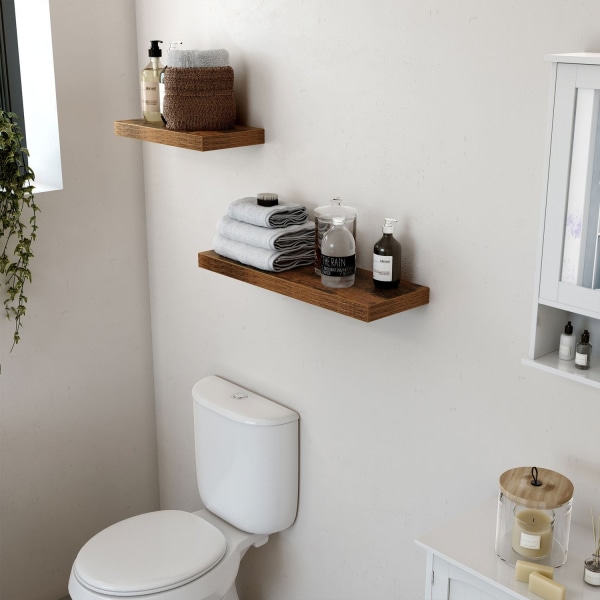 Rootz Rustik Brun Flytande Hylla - Vägghylla - Dekorativ hylla - E1 Class MDF-paneler - Stabil montering - 80cm x 20cm x 3,8cm