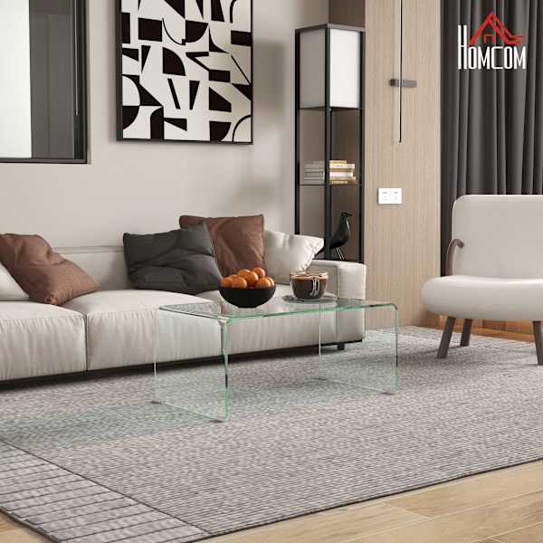 Rootz Glass soffbord - vardagsrumsbord - Rektangulärt transparent bord - Modern design - icke -halkkuddar - 80 cm x 45 cm x 35 cm
