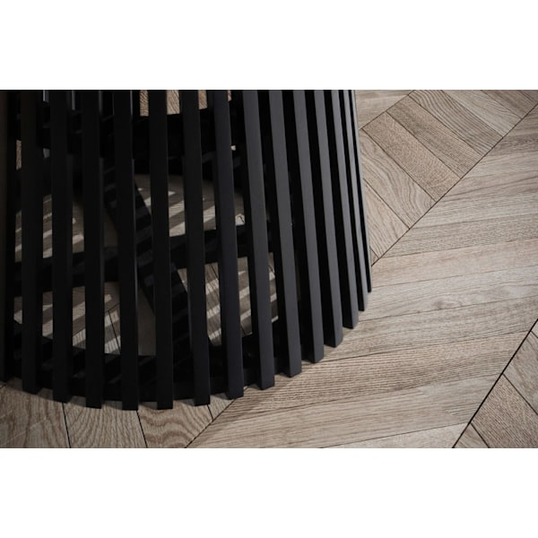 Rootz spisestuebord - moderne rundt køkkenbord - massivt træ, håndlavet - unikt design, holdbart, let at samle - 120 cm x 120 cm x 77 cm - sort