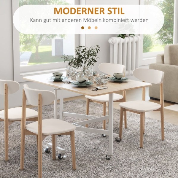 Rootz hopfällbart bord på hjul - Mångsidigt bärbar datorbord - Matbord - Utrymmesbesparande design - Hållbar konstruktion - Lätt rörlighet - 120L x 80