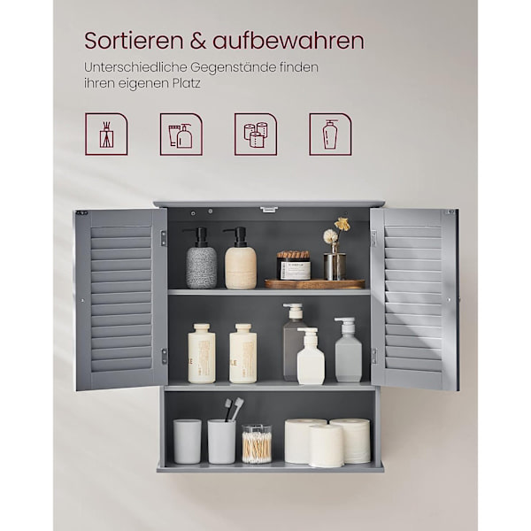 Rootz Badeværelsesskab - Opbevaringsenhed - Organizer - MDF-konstruktion - Mystical Grey - 30cm x 30cm x 82cm - Letvægts - Robust - Nem montering