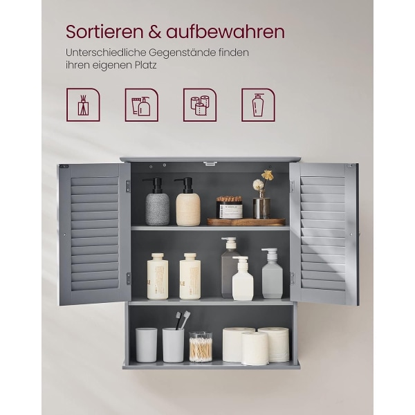 Rootz badrumsskåp - Förvaringsenhet - Organizer - MDF-konstruktion - Mystical Grey - 30cm x 30cm x 82cm - Lätt - Robust - Enkel montering