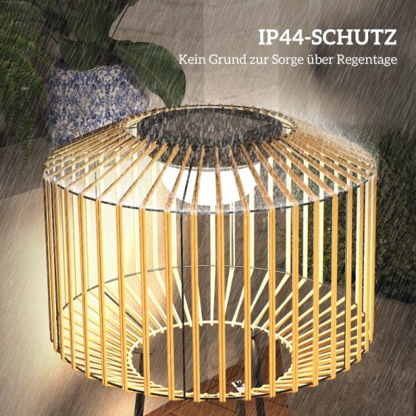 Rootz trädgårdslampa - Solar & USB-laddning - Utomhuslampa - Automatisk tändning - Planthylla - 33cm x 96,5cm - Metall & PE-rotting - Brun/Svart