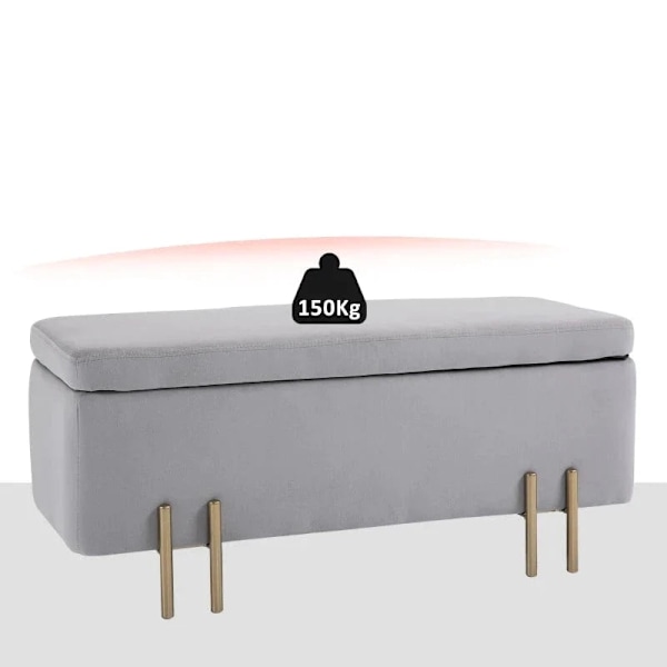 Rootz Storage Chest - Upholstered Bench - Storage Chest Bench - Storage Space - Light Grey