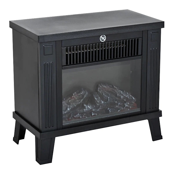 Rootz Electric Fireplace - Electric Fireplace Heater - Stove Standing Fireplace - Modern Electric Fireplace - With Flame Effect - 600/1200W - Black -