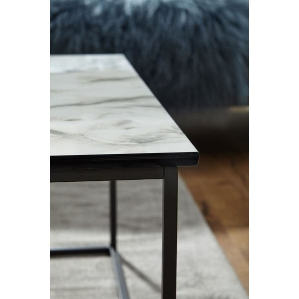 Rootz sofabord firkantet 80x38x80 cm med hvid marmorlook - Stueb