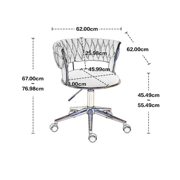 Rootz Velvet -toimistotuoli - Ergonominen työtuoli - Kääntyvä työtuoli - Tukee 127kg - 62L x 62L x 67K cm - Smaragdinvihreä sametti kultaisilla yksity