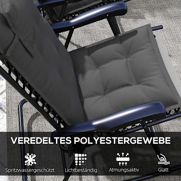 Rootz 2 stykker Sun Lounger Set - Garden Lounger Puder - polstrede puder - Vandafvisende, fade -resistent - 50x116x5 cm - Grå