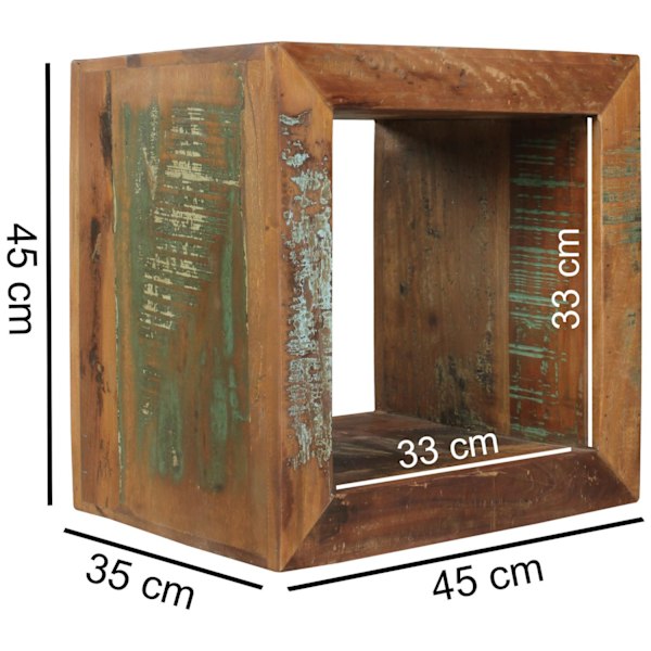 Rootz Sidobord Shabby-Chic Recycling Mango massivt träbord brun Litet bord 45x45x35cm Design Cube
