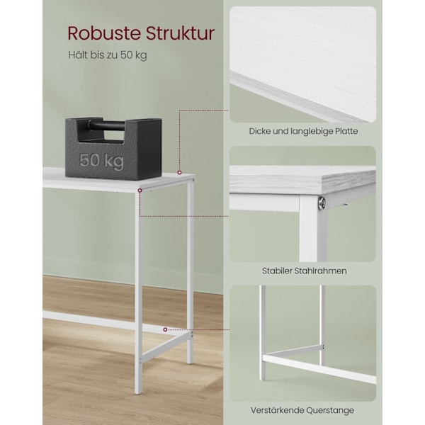 Rootz Maple White Skrivebord - Spånpladestudiebord - Stålstel - Rummelig - 50 cm x 100 cm x 76 cm