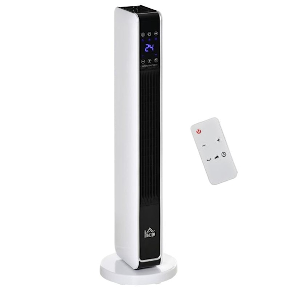Rootz Heater - Lämmittimen tuuletin - 2000W Sähkölämmitin - Keraaminen Lämmitystorni kaukosäätimellä - Oscillation Heater - ABS PA - Valkoinen + Musta