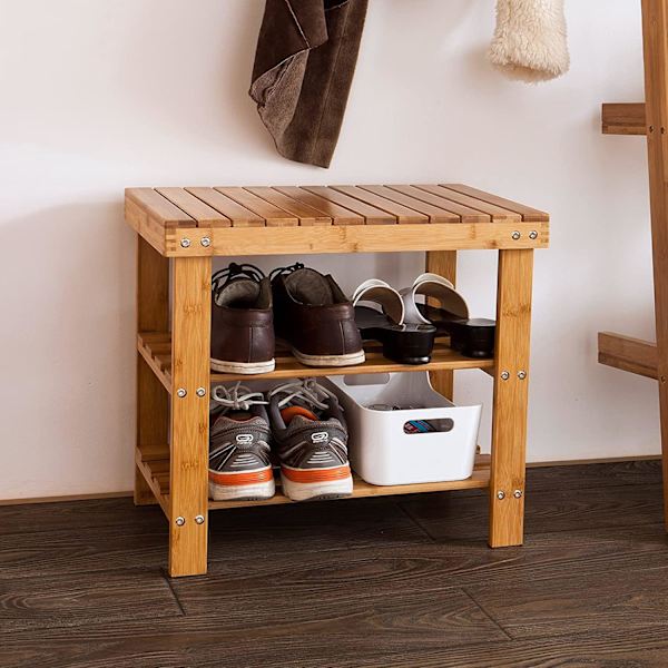 Rootz bambus skostativ - bænk - badeværelseshylde - 50 cm x 29 cm x 45 cm