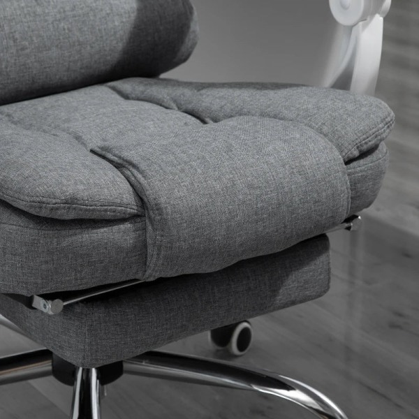 Rootz kontorsstol - Utfällbart fotstöd - Executive Chair - Datorsvängbar rullande - Justerbart ryggstöd - Task Recliner Home - Linnelook - Grå - 65L x
