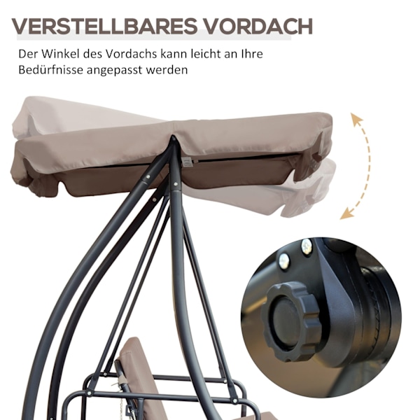 Rootz Hollywood Swing med liggende funktion - udendørs sofa - Patio seng - Høj komfort - 200 cm x 125 cm x 170 cm