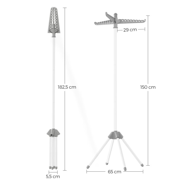 Rootz bærbart grå-hvidt vaskestativ - Vaskestativ - Tørrestativ