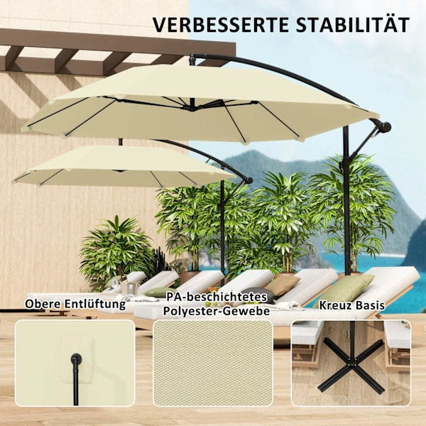Rootz Traffic Lights Parasol - Patio paraply - Udendørs skygge - Vandtæt krumtap - 304 cm x 260 cm x 245 cm