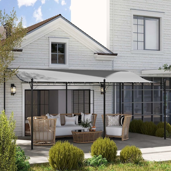 ROOTZ 3X5M PERGOLA - Have baldakin - Udendørs paviljong - Vandtæt tarpaulin - Metalramme - 491 cm x 298 cm x 200/253 cm - Stabilitet og elegance