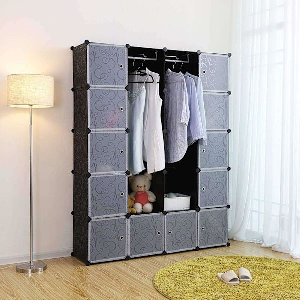 Rootz Vaatekaappi Click System - 14 lokeroa - Muovi - Vaatteet - Vaatekaappi ripustuskiskoilla - 143 x 36 x 178 cm