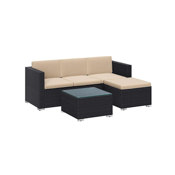 Rootz Trädgårdsmöbelset - Utomhusmöbler - Set med flätat möbel - Med kuddar - Black-Taupe