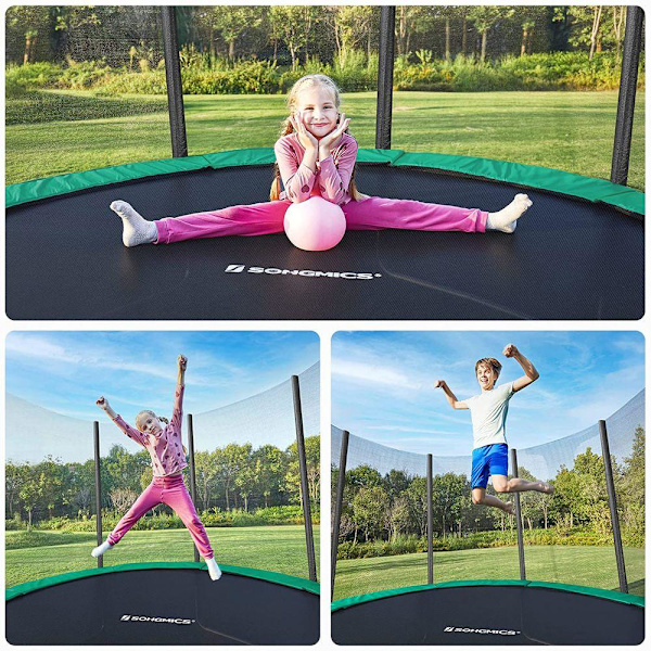 Rootz Trampolin - Utomhusstudsmatta - Barnstudsmatta - Ministudsmatta - Trampolinpark - Hoppstudsmatta - Svart/Grön - 366 cm