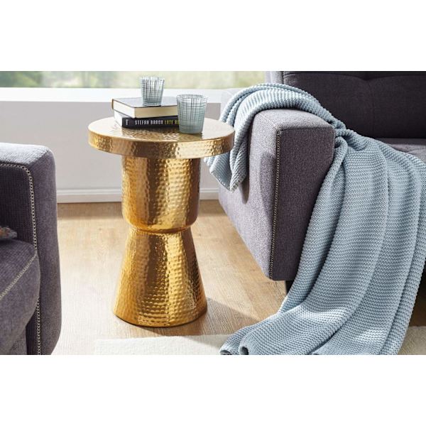 Rootz Design sivupöytä 43x59x43 cm alumiinikulta - Koristepöytä itämainen pyöreä - Designer arkistointipöytä metalli moderni - Pieni pöytä - Pieni Ham